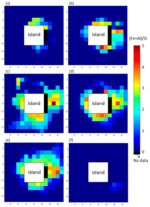em2 volcanic activity chemical composition sea discoloration