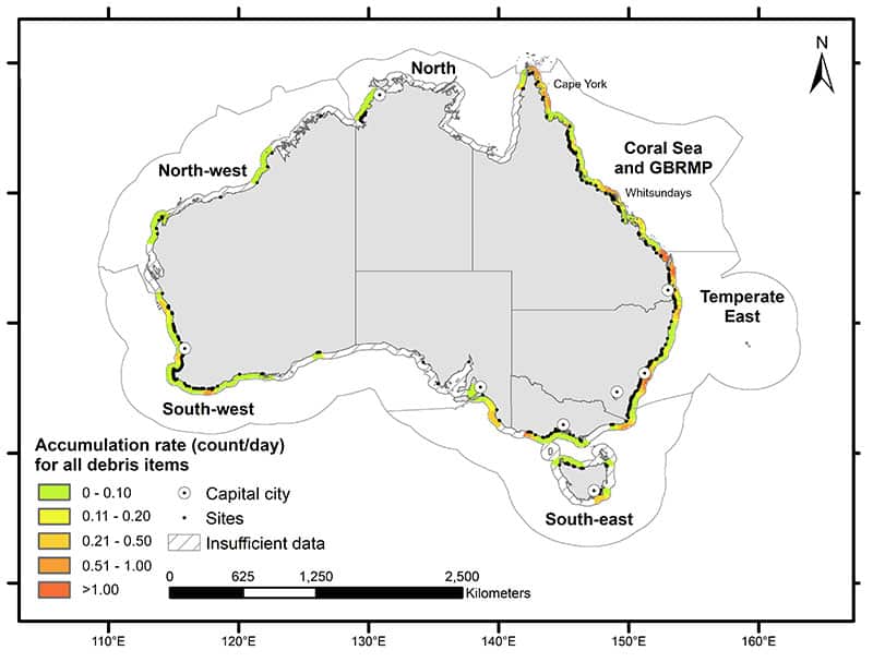 EM1 a map of the accumulated count per day of all debris averaged per clean up site.jpg 2