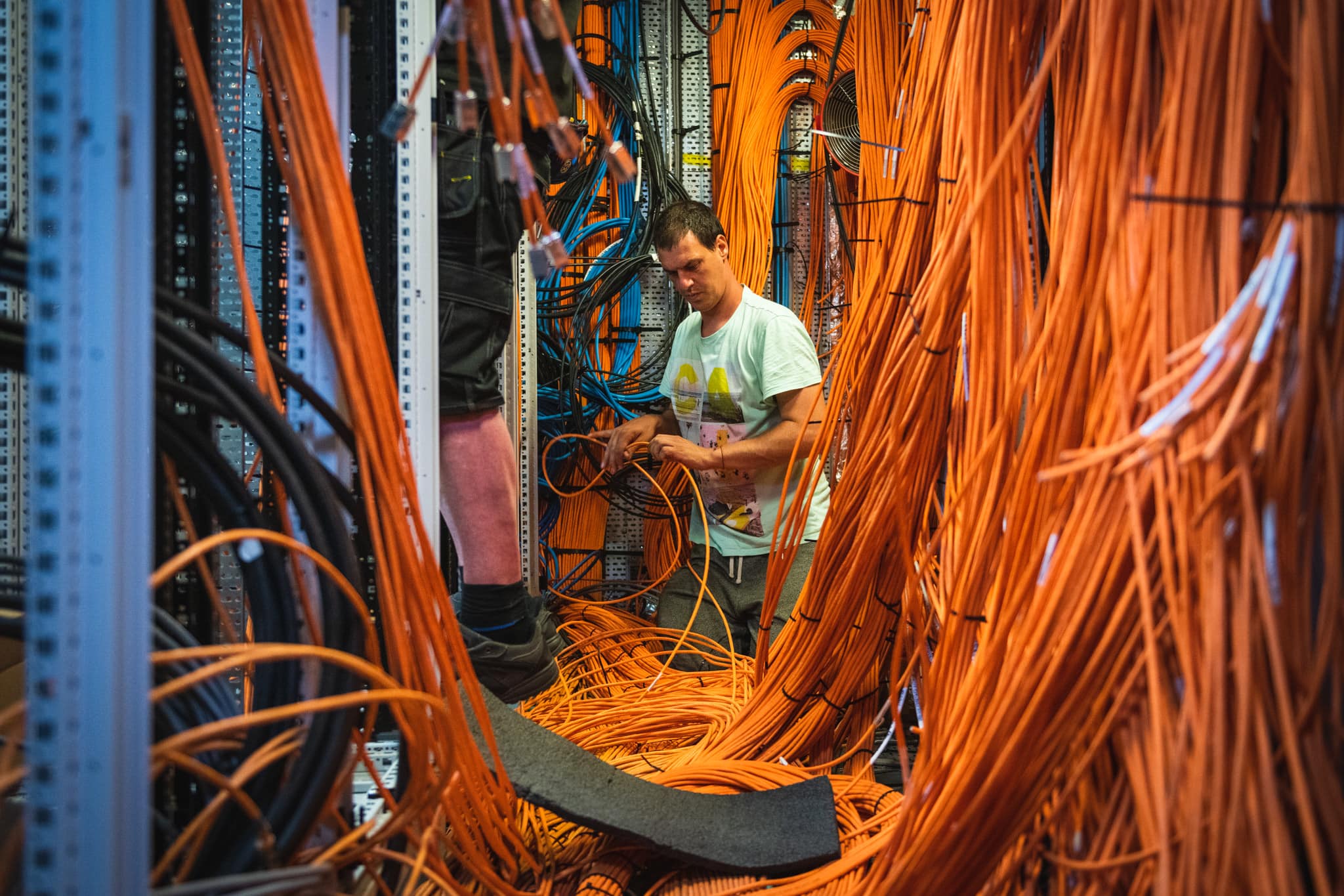 Nowhere is the ship's AV/IT (Audio-Visual and Information Technology) capabilities more apparent than in the Server Room. With 140 km of new cabling being installed, this is one of the key spaces which connect the flow of data to computer systems.