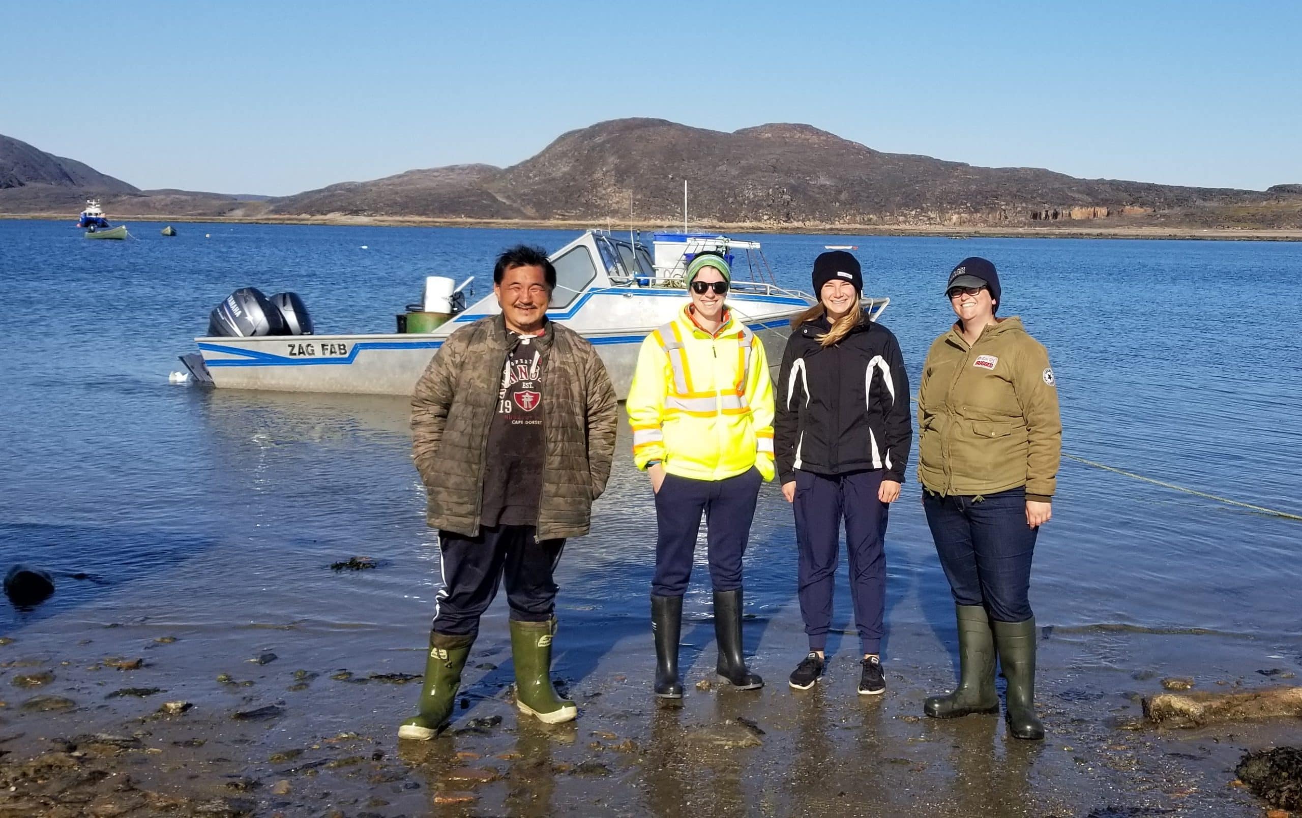 Members of 2021 research team in Kinngait left to right Takiasuk Rioghnach Steiner Samantha Zabudsky Meghan Donovan