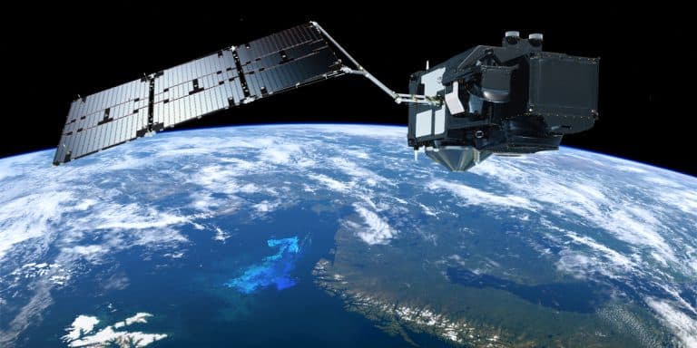 Artistic view of the Sentinel-3 satellite, Artistic view of the Sentinel-3 satellite, which enables to remotely sense ocean color. (Image credit: ESA/ATG Medialab)