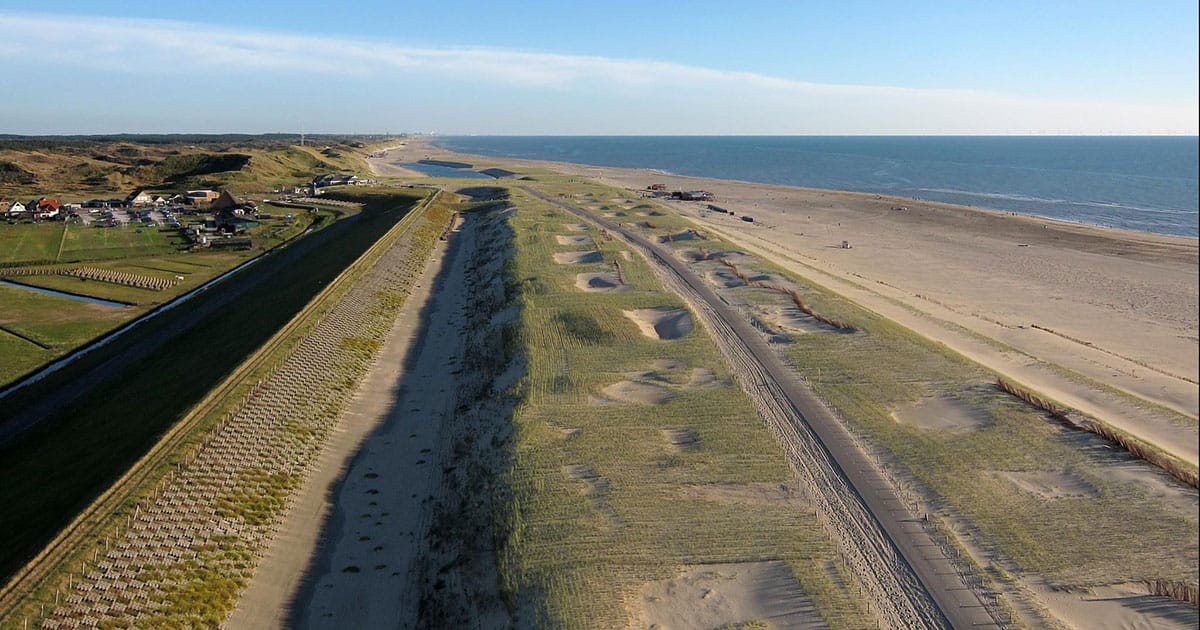 Aerial view of the dunes of Texel.