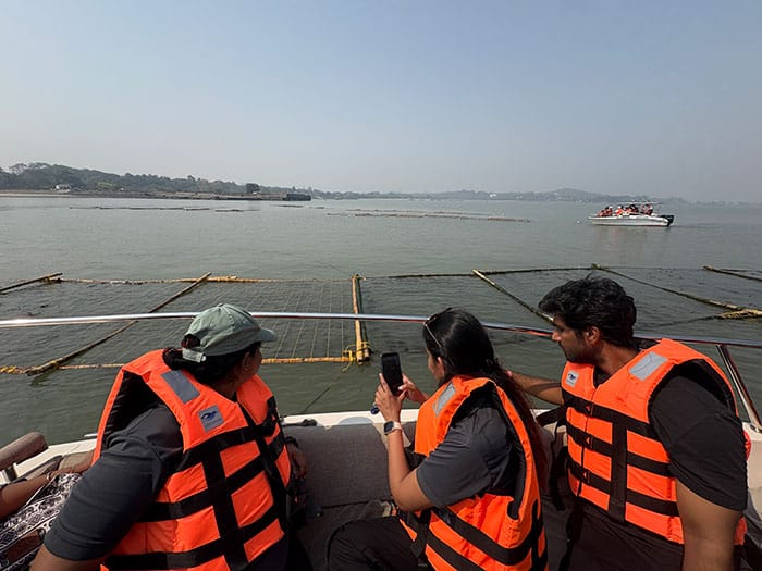 Touring a seaweed farm.