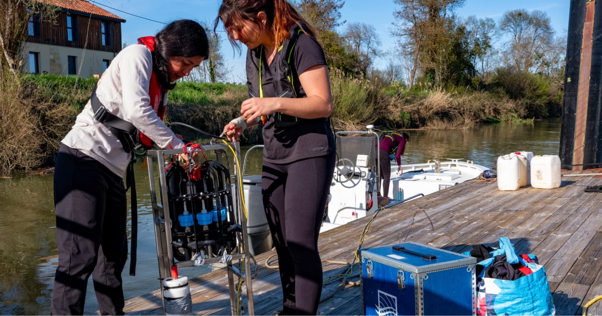 A water sampling being prepped by researchers.