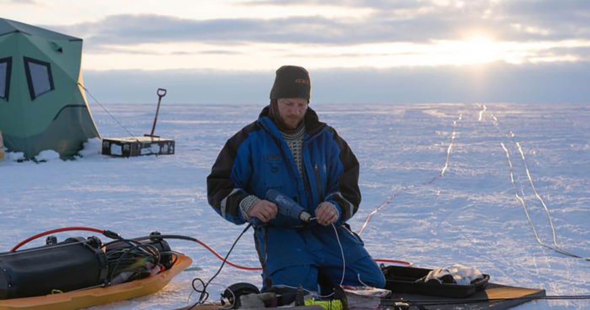 Tore Hattermann on Fimbulisen Ice Shelf.