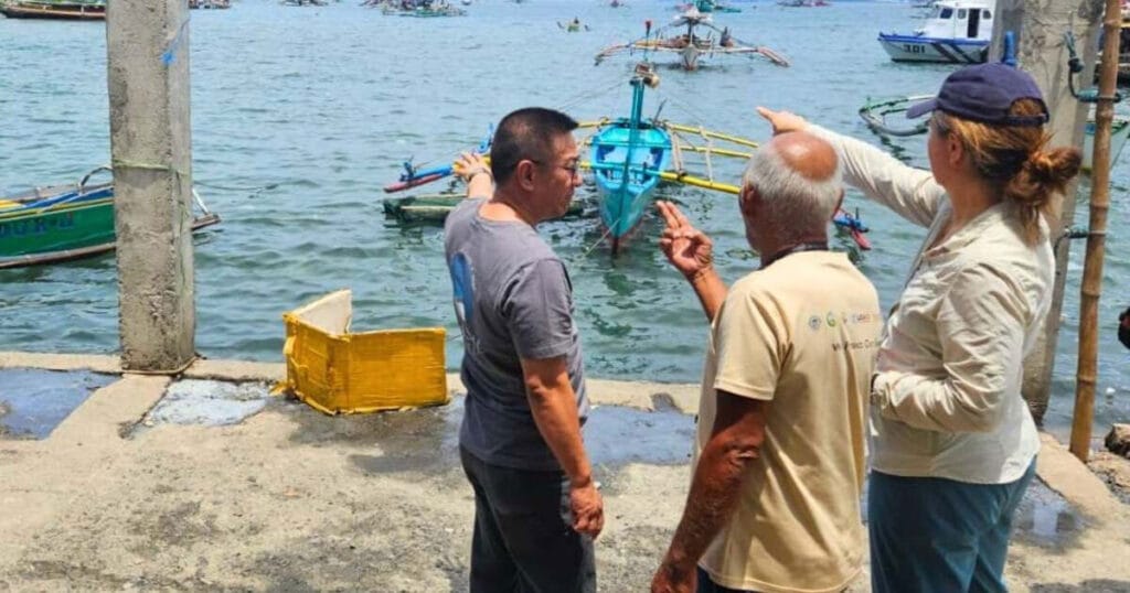 URI’s Sarah Gaines (right) and other members of the Fish Right team work with small-scale industrial fishers.