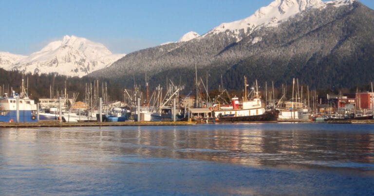 Sitka, Alaska, is home to commercial fishing vessels.