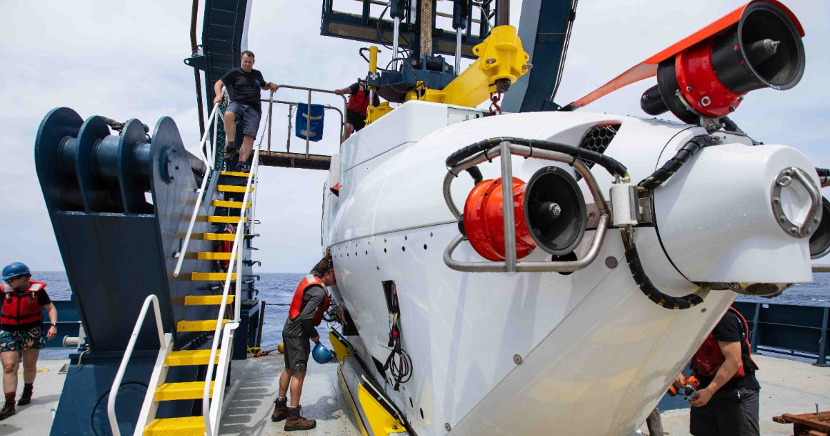 Owned by the US Navy and operated by WHOI, Alvin is one of the world’s most renowned deep-diving research submersibles. (Image credit: Daniel Cojanu, Woods Hole Oceanographic Institution)