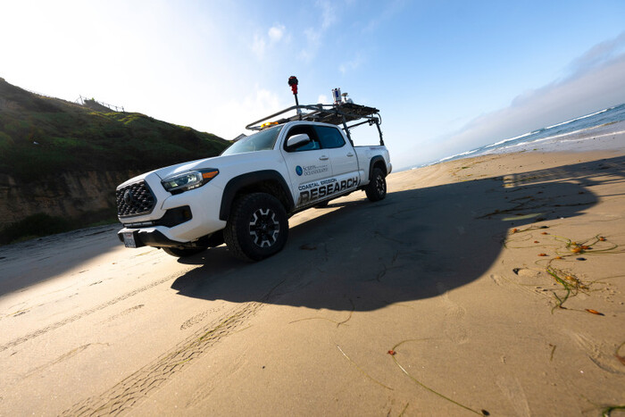 A truck-mounted LIDAR system allowed scientists to track movement and change on the cliffs. Photo: Erik Jepsen/ UC San Diego