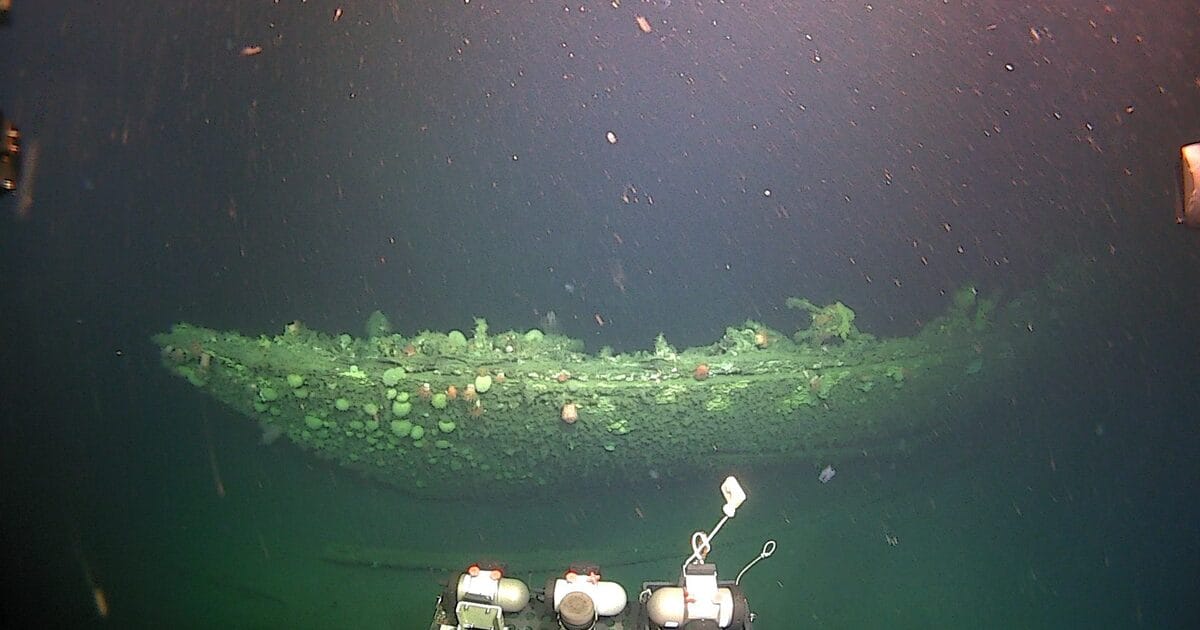 The port bow of Terra Nova shot from video cameras on the human-occupied submersible Alvin.