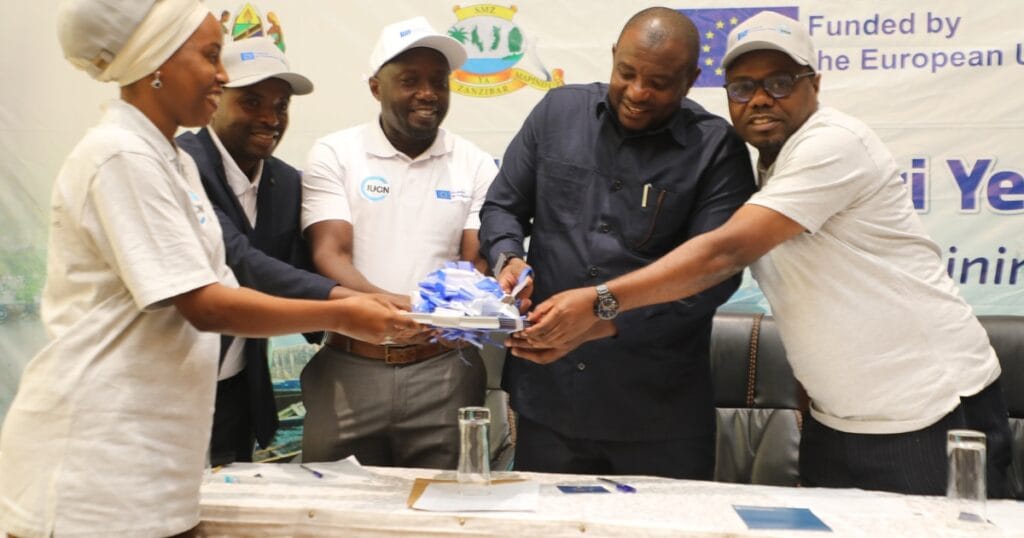 Dr. Hamza Salim, Officer in Charge for Pemba in the Ministry of Blue Economy and Fisheries, at ribbon-cutting ceremony.