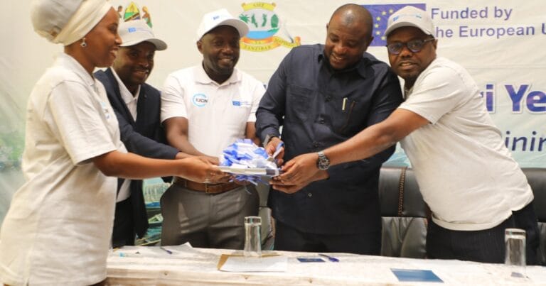 Dr. Hamza Salim, Officer in Charge for Pemba in the Ministry of Blue Economy and Fisheries, at ribbon-cutting ceremony.