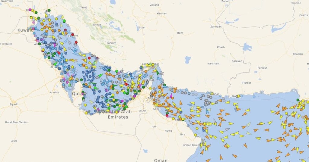 Scientists warn of potential global marine invasive species event linked to idle ships in the Strait of Hormuz.