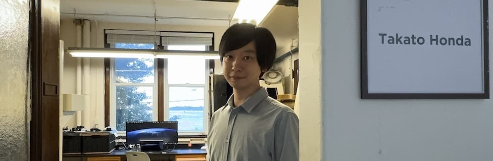 Takato Honda at his oceanfront laboratory at the MBL, the same lab used by Nobel laureate Osamu Shimomura when he was a researcher at the MBL. (Image credit: Takato Honda)