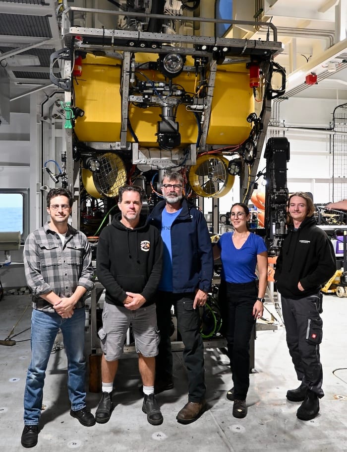 During the recent expedition to Octopus Garden, MBARI’s marine operations team logged the 1,500th dive for ROV Doc Ricketts. This milestone was made possible thanks to the skill and dedication of MBARI’s submersible pilots. (Credit: MBARI)