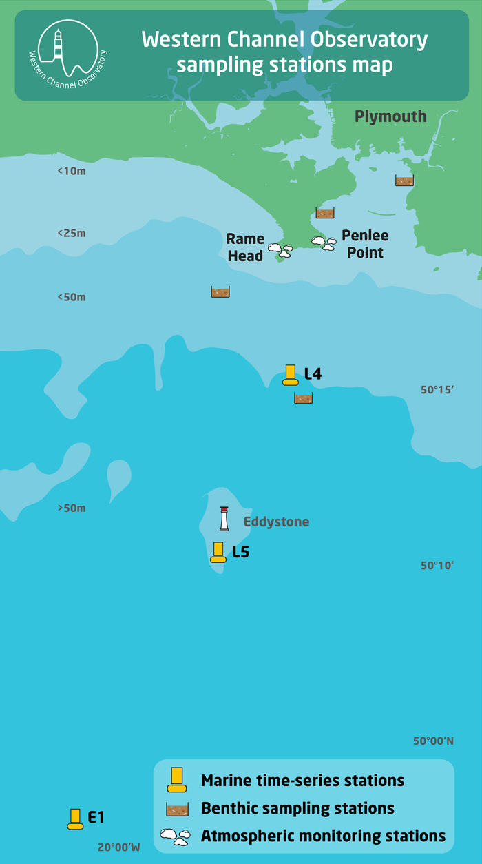 The Western Channel Observatory sampling stations map. (Image credit: PML)