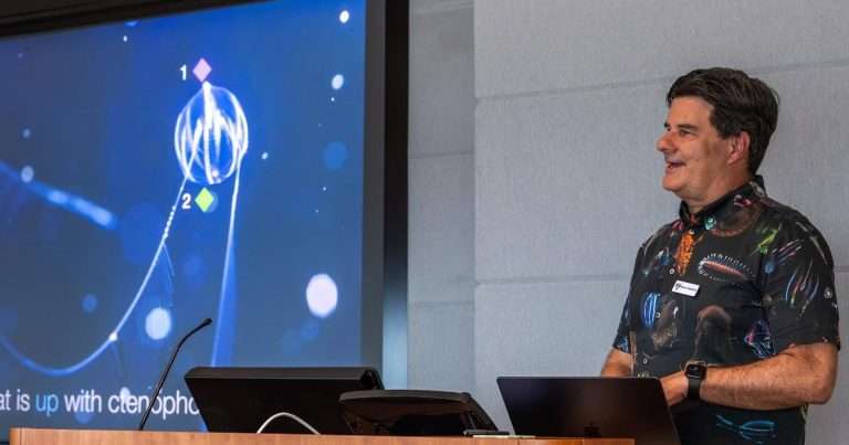 Co-organized by MBARI Senior Scientist Steven Haddock (pictured), Ctenopalooza Ctwo helped facilitate new research collaborations across the global ctenophore science community. (Image credit: Rose Dalrymple, MBARI)