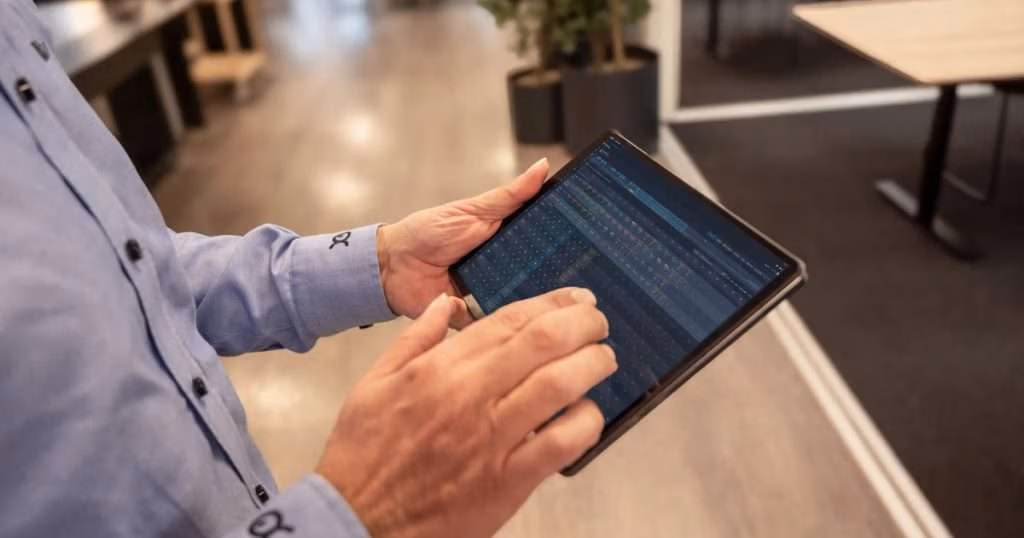 Kris Sæther demonstrates AKVA plan 5.0, which is being launched at AquaNext in Stavanger. (Image credit: AKVA group)