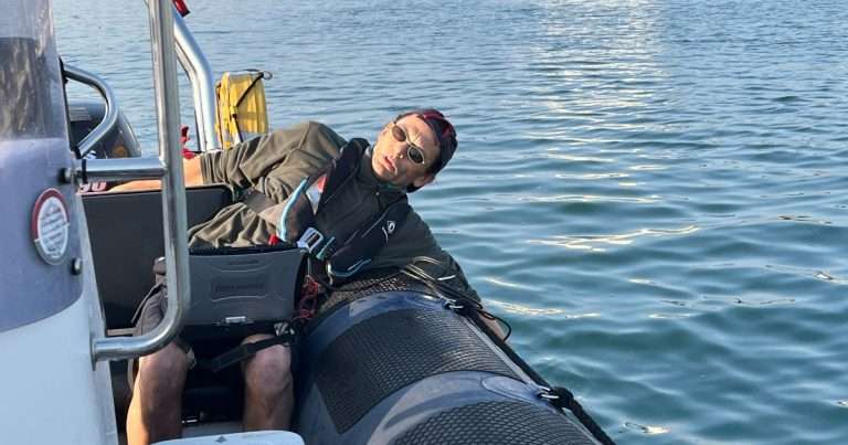 Dr Gavin Tilstone sampling in the River Plym, which has the main water treatment plant for Plymouth and is the main source of sewage into Plymouth Sound. (Image credit: PML)