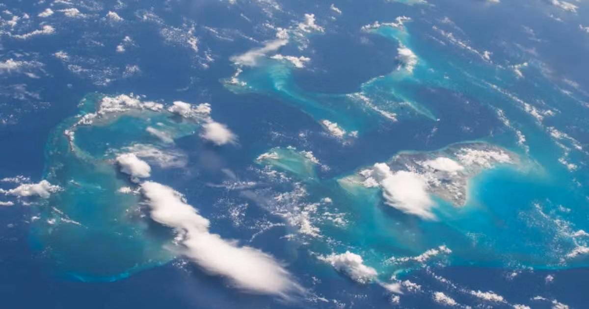 The deep ocean water surrounding The Bahamas, photographed from the International Space Station in 2017. (Image credit: Randy Bresnik, NASA)