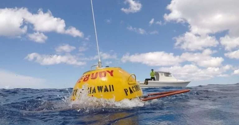 Wave buoys are essential instruments in ocean observing and there are over 600 assets, including buoys like this, reporting wave data throughout IOOS. Wave information is important for weather forecasting, safe navigation, port operations, coastal planning, coastal hazard prediction and mitigation, and many more applications. (Image credit: PacIOOS.