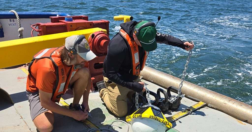 DISL installed a Sofar Spotter buoy in 2025 off the Alabama coast. (Image credit: Dauphin Island Sea LaB)